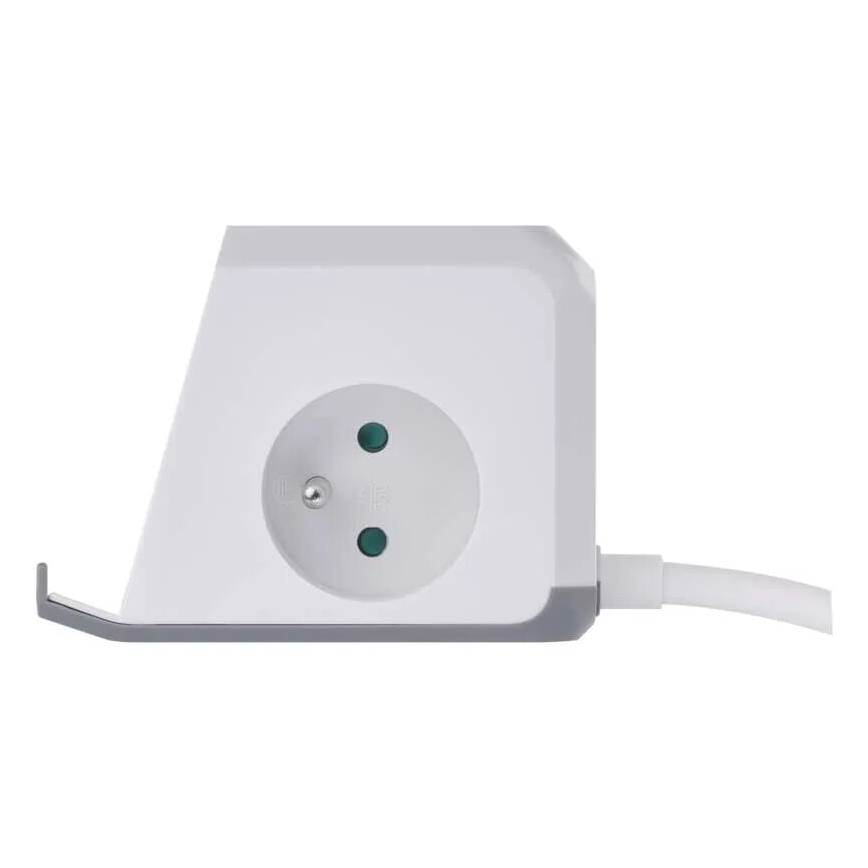 Verlengsnoer kubus met draadloos opladen QI 2Z +2xUSB-A+1xUSB-C 2m wit
