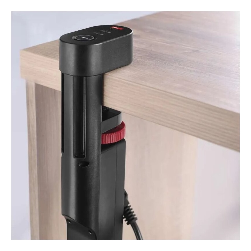 Verlengsnoer met bevestiging aan tafel 3Z + 3xUSB 1,5m zwart
