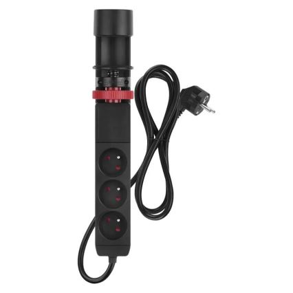 Verlengsnoer met bevestiging aan tafel 3Z + 3xUSB 1,5m zwart