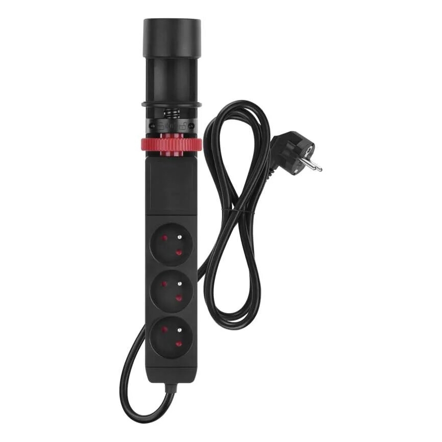 Verlengsnoer met bevestiging aan tafel 3Z + 3xUSB 1,5m zwart