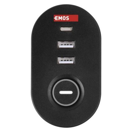 Verlengsnoer met bevestiging aan tafel 3Z + 3xUSB 1,5m zwart
