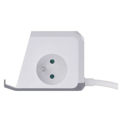 Verlengsnoer met stekkerdoos en draadloos QI-opladen 2x USB-A + 1x USB-C 2m wit