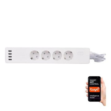 Verlengsnoer met schakelaar 1,8 m + 4x USB/Wi-Fi Tuya SCHUKO
