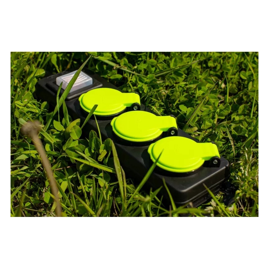 Verlengsnoer met schakelaar, 3 stopcontacten, 20 m, IP44