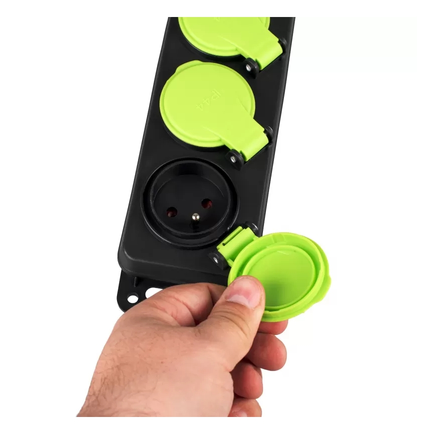 Verlengsnoer met schakelaar, 3-voudig, 10 m, IP44