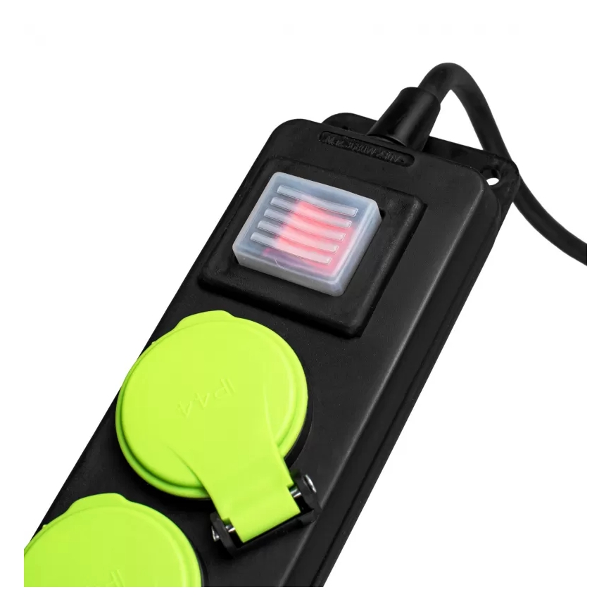 Verlengsnoer met schakelaar, 3-voudig, 3m, IP44