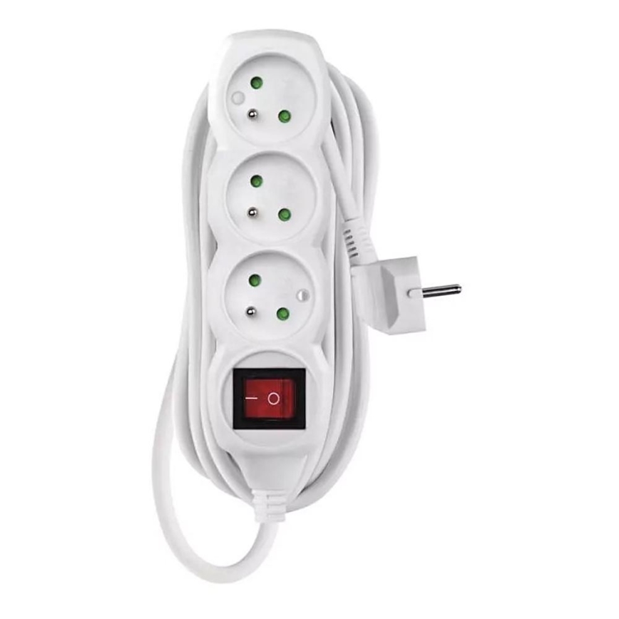 Verlengsnoer met schakelaar 3G 5m wit