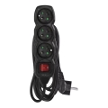 Verlengsnoer met schakelaar 3G 5m zwart