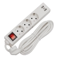 Verlengsnoer met schakelaar 3x stopcontact + 2x USB-A + 1x USB-C 3 m SCHUKO wit