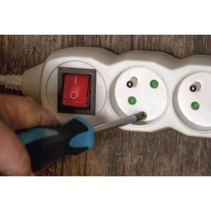 Verlengsnoer met schakelaar 4-voudig 3m wit