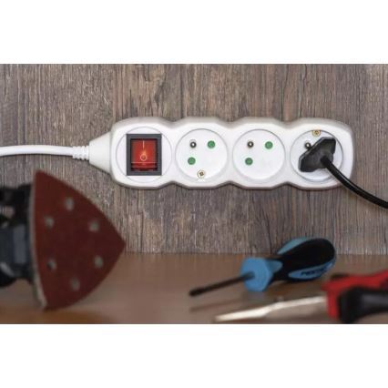 Verlengsnoer met schakelaar 5Z 3m wit