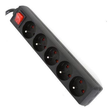 Verlengsnoer met schakelaar 5Z Type E 5m zwart