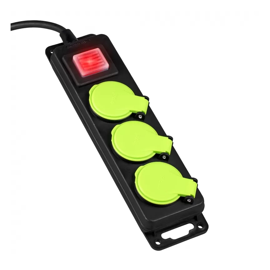 Verlengsnoer met schakelaar en 3 stopcontacten, 5 m, IP44