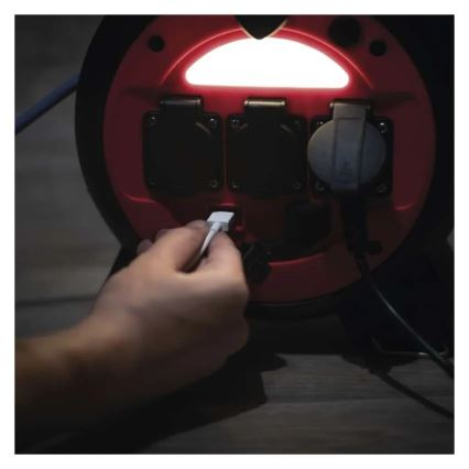 Verlengsnoer op haspel 3G 20m rood/zwart IP44