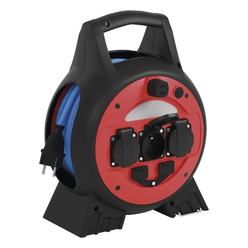Verlengsnoer op haspel 3G 20m rood/zwart IP44