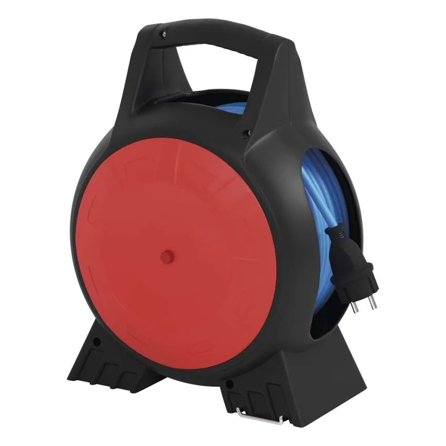 Verlengsnoer op haspel 3G 20m rood/zwart IP44