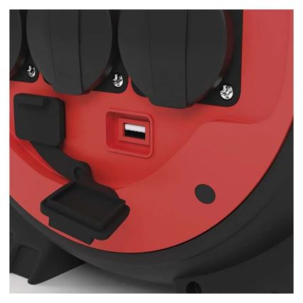 Verlengsnoer op haspel 3G 20m rood/zwart IP44