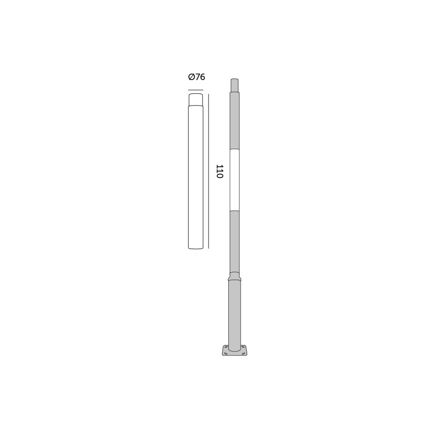 Verlengstuk voor buitenverlichtingspaal BASE, 1 m, grijs