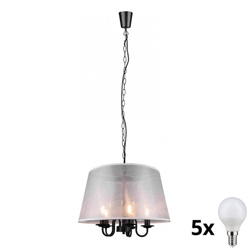 Verlichting - LED-kroonluchter aan ketting CIMA 5xE14/40W/230V grijs