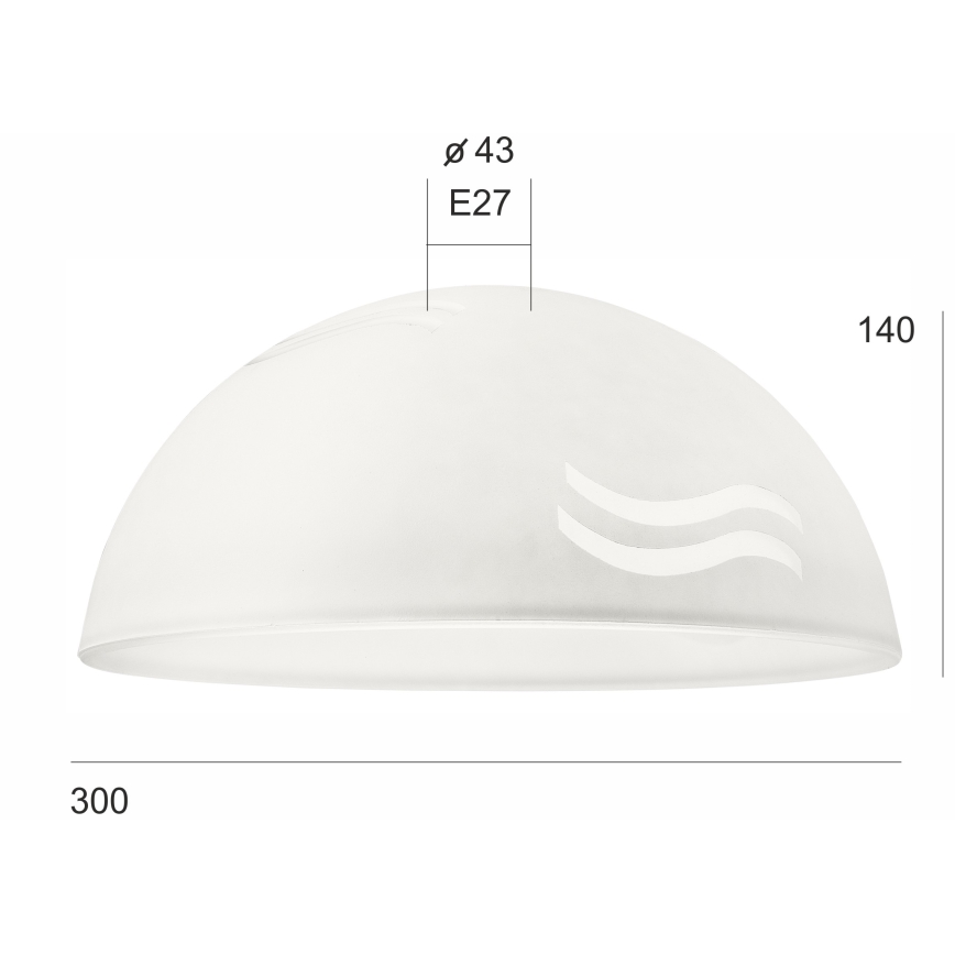 Verre de rechange pour suspension SFERA E27 140x300 mm blanc