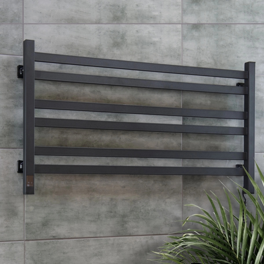 Vertaduro - Elektrische handdoekradiator met thermostaat AVA 181W/230V 50x90 cm IP44 zwart rechts