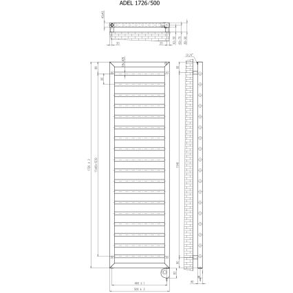 Vertaduro - Badkamerradiator met thermostaat ADEL 600W 172x50 cm wit