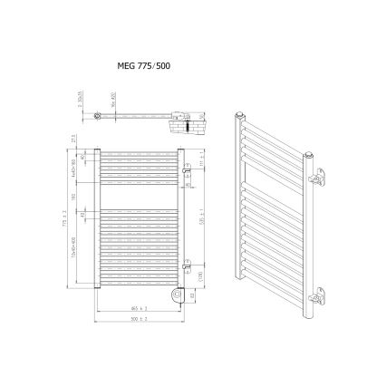 Vertaduro - Badkamerradiator met thermostaat MEG 400W 78x50 cm wit