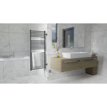 Vertaduro - Badkamerradiator met thermostaat MEG 600W 118x50 cm antraciet