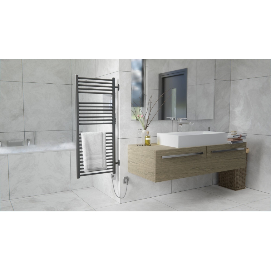 Vertaduro - Badkamerradiator met thermostaat MEG 600W 118x50 cm antraciet