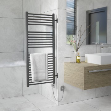 Vertaduro - Draaibare badkamerradiator met thermostaat MEG 600W 118x50 cm antraciet