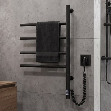 Vertaduro - draaibare elektrische handdoekdroger met thermostaat ARA 60W/230V 65x49 cm IP44 zwart