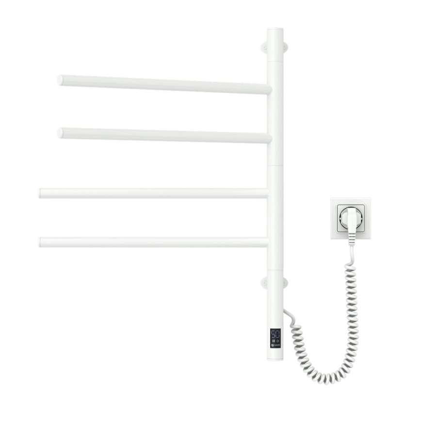 Vertaduro - Elektrische draaibare handdoekdroger met thermostaat ARA 60W/230V 65x49 cm IP44 wit