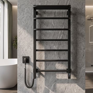 Vertaduro - Elektrische handdoekdroger met thermostaat DOR 155W/230V 80x48 cm IP44 zwart links