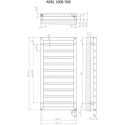Vertaduro - Radiateur de salle de bains avec thermostat ADEL 400W 100x50 cm taupe
