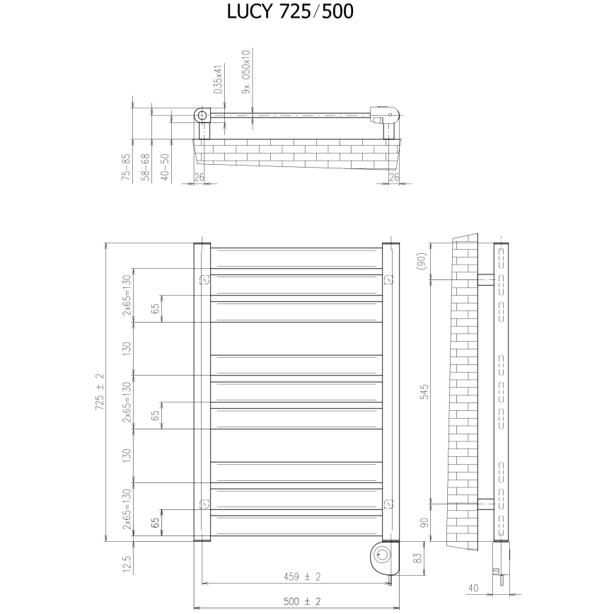 Vertaduro - Radiateur de salle de bains avec thermostat LUCY 400 W 73 x 50 cm anthracite