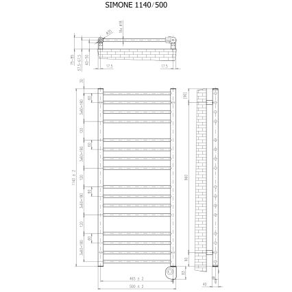Vertaduro - Radiateur de salle de bains avec thermostat SIMONE 400W 114x50 cm blanc