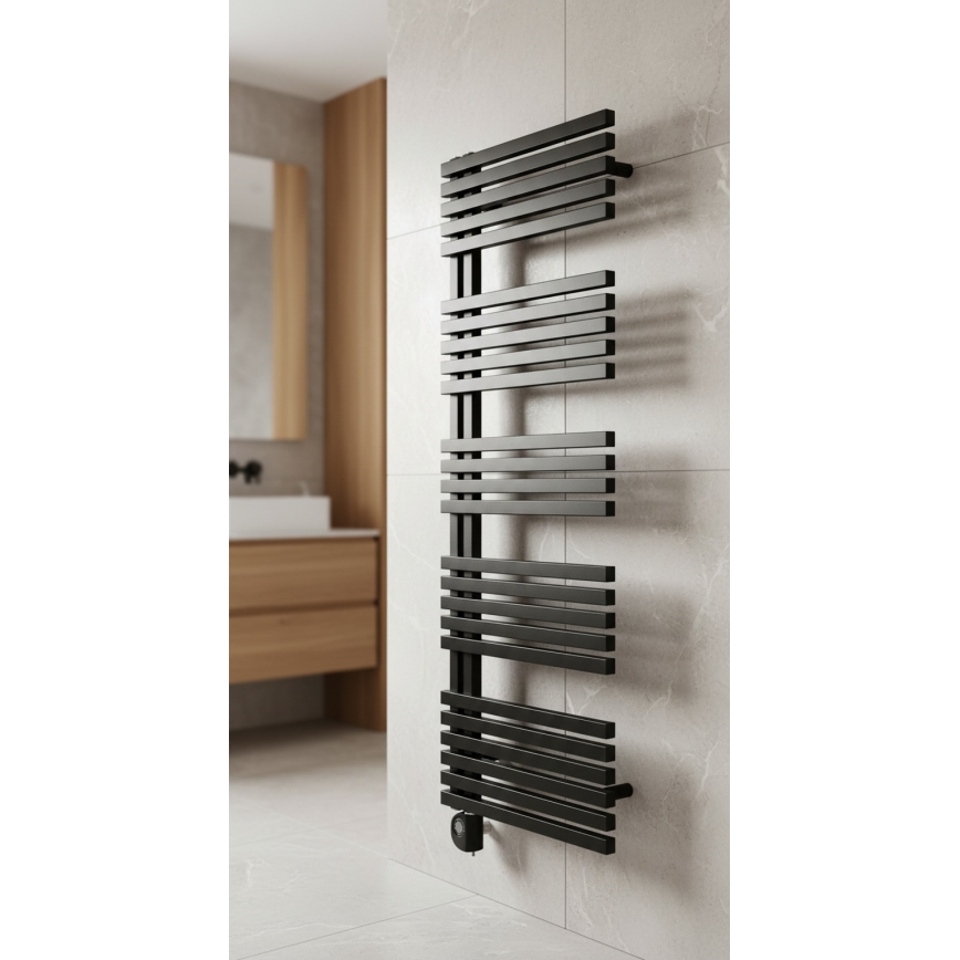 Vertaduro - Radiateur sèche-serviettes avec thermostat MICHELLE 600 W 129 x 50 cm noir