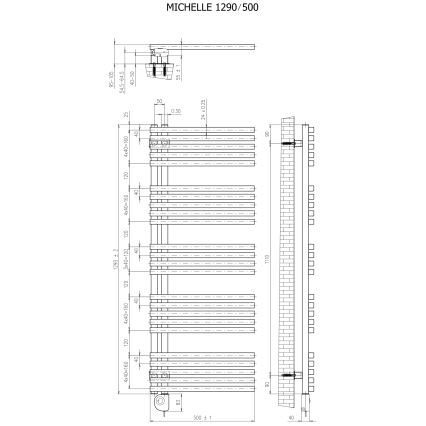 Vertaduro - Radiateur sèche-serviettes avec thermostat MICHELLE 600 W 129 x 50 cm noir