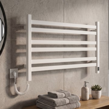 Vertaduro - Sèche-serviettes électrique avec thermostat AVA 181W/230V 50x90 cm IP44 blanc, côté gauche