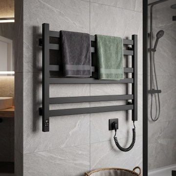 Vertaduro - Sèche-serviettes électrique avec thermostat AVA 181W/230V 50x90 cm IP44 noir, côté droit