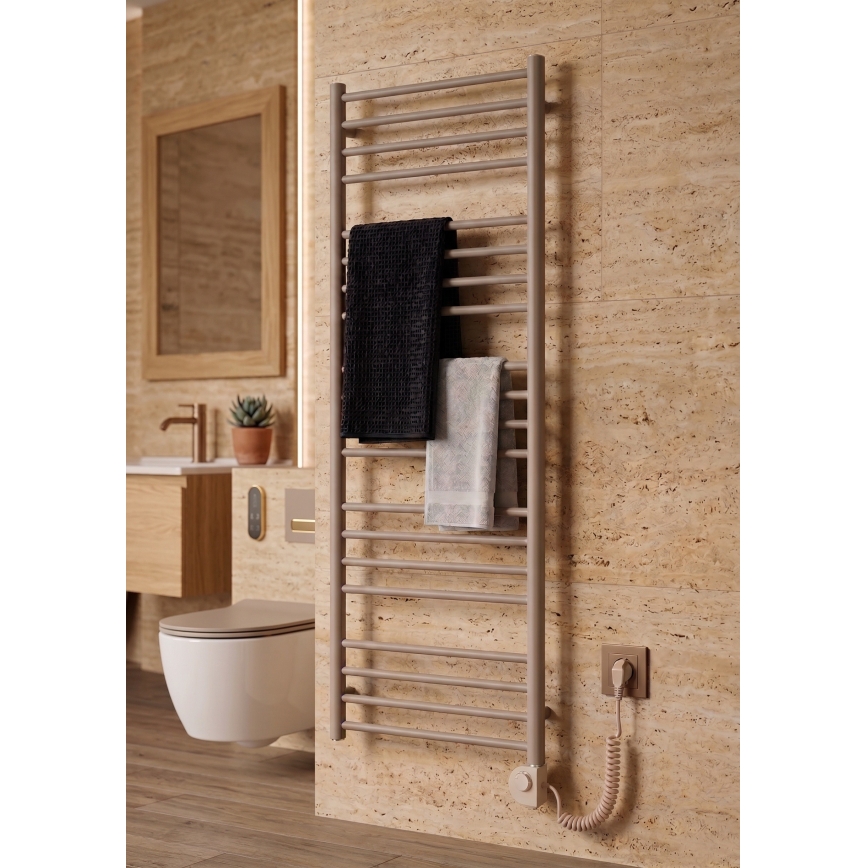 Vertaduro - Sèche-serviettes électrique avec thermostat SIMONE 600 W 144 x 50 cm taupe