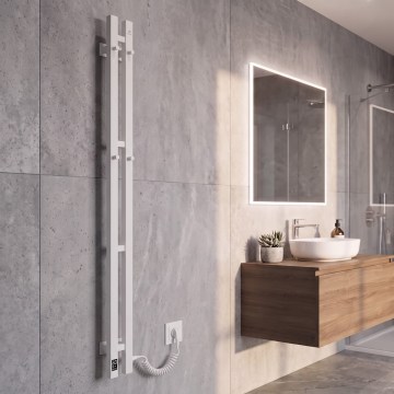 Vertaduro - Sèche-serviettes électrique avec thermostat VEO 106W/230V 150x9 cm IP44 blanc droit