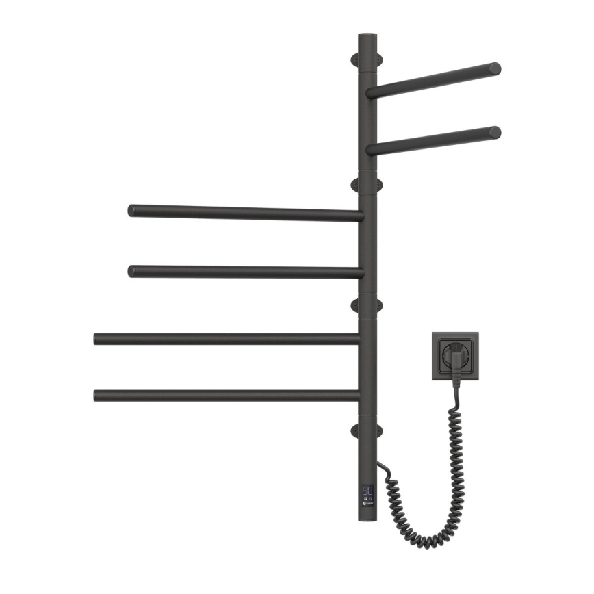 Vertaduro - Sèche-serviettes électrique pivotant avec thermostat ARA 105W/230V 82x49 cm IP44 noir