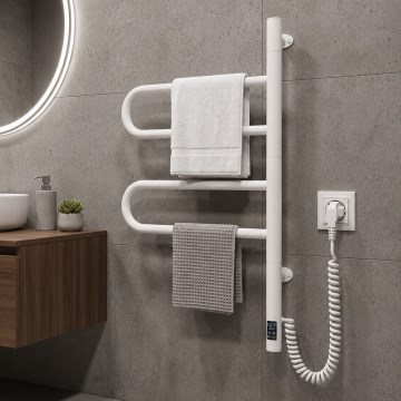 Vertaduro - Sèche-serviettes électrique pivotant avec thermostat ELA 60W/230V 65x49 cm IP44 blanc