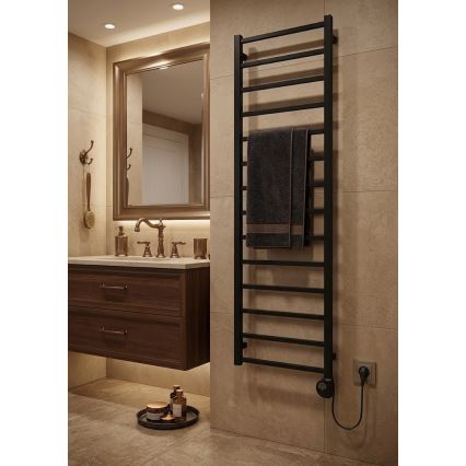 Vertaduro - Sèche-serviettes ZOE avec thermostat 400W 186x50 cm noir
