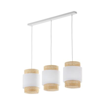 Vervangende lampenkap voor tafellamp en kroonluchter BOHO E27 Ø 20 cm rotan/wit