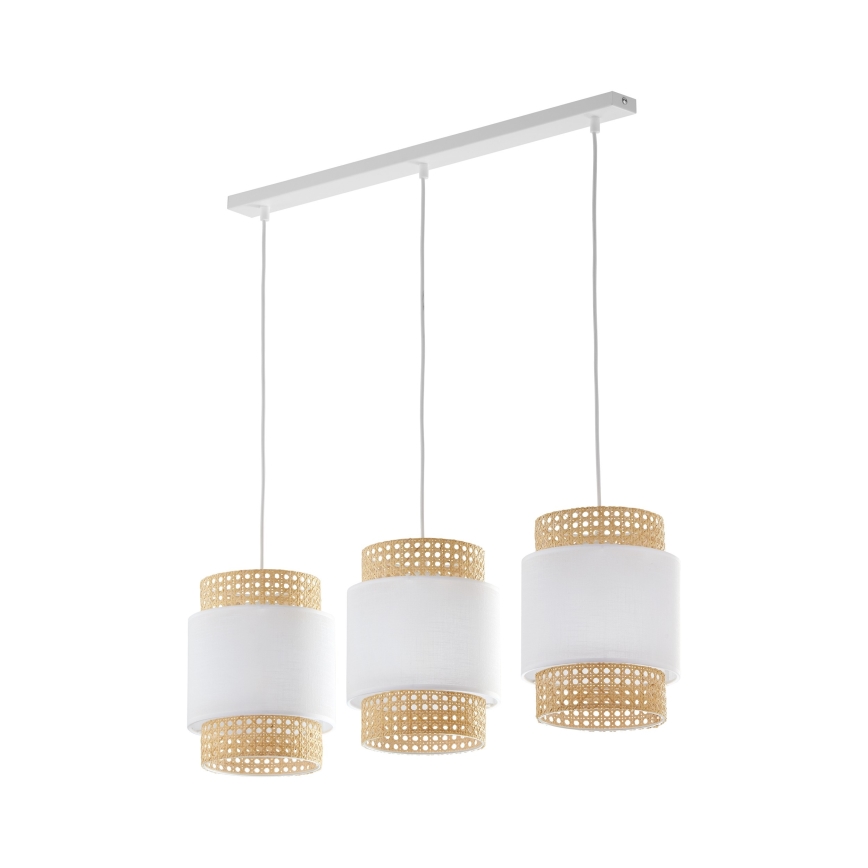Vervangende lampenkap voor tafellamp en kroonluchter BOHO E27 Ø 20 cm rotan/wit