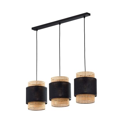 Vervangende lampenkap voor tafellamp en kroonluchter BOHO E27 Ø 20 cm rotan/zwart