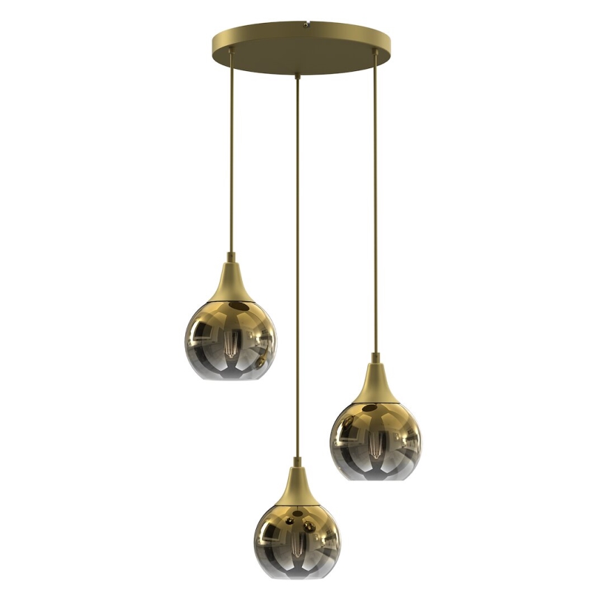 Vervangingsglas voor kroonluchter en wandlamp MONTE E27, Ø 15 cm, goud/gerookt
