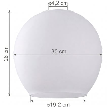 Vervangingsglas voor kroonluchter KULA E27, Ø 30 cm, wit